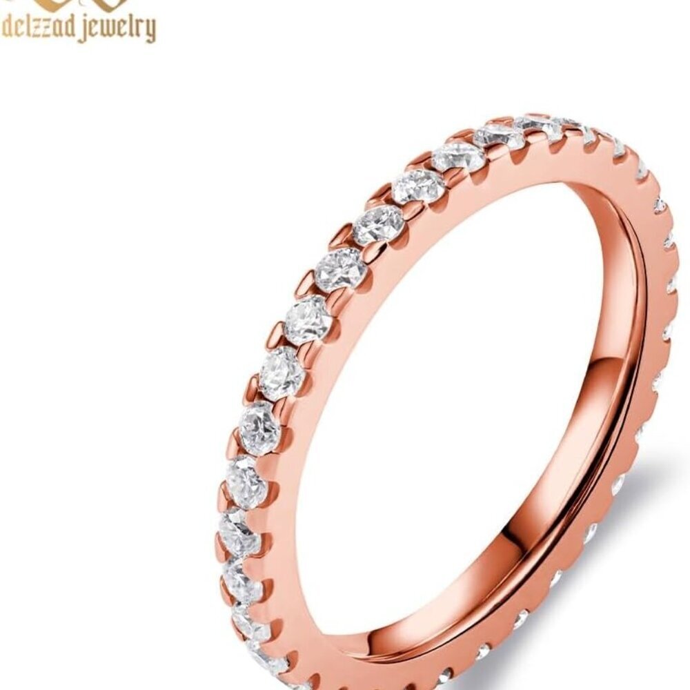 Sterling Silver Moissanite Stackable Ring 2mm Gif… - image 7